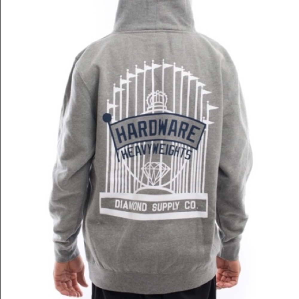 Diamond Supply Co Colosseum Hoodie Sz L Mens unisex BNWT! WHT GRY